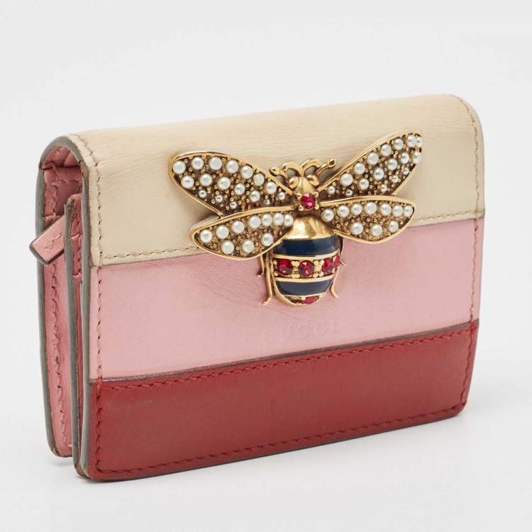 مملوكة مسبقًا Gucci Multicolor Leather Stripe Queen Margaret Card Case