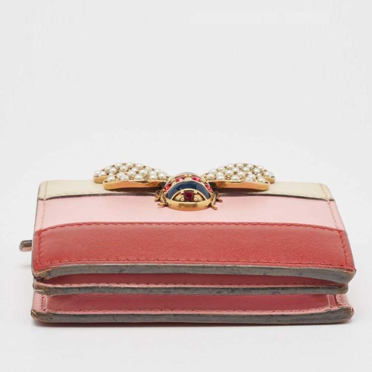 مملوكة مسبقًا Gucci Multicolor Leather Stripe Queen Margaret Card Case