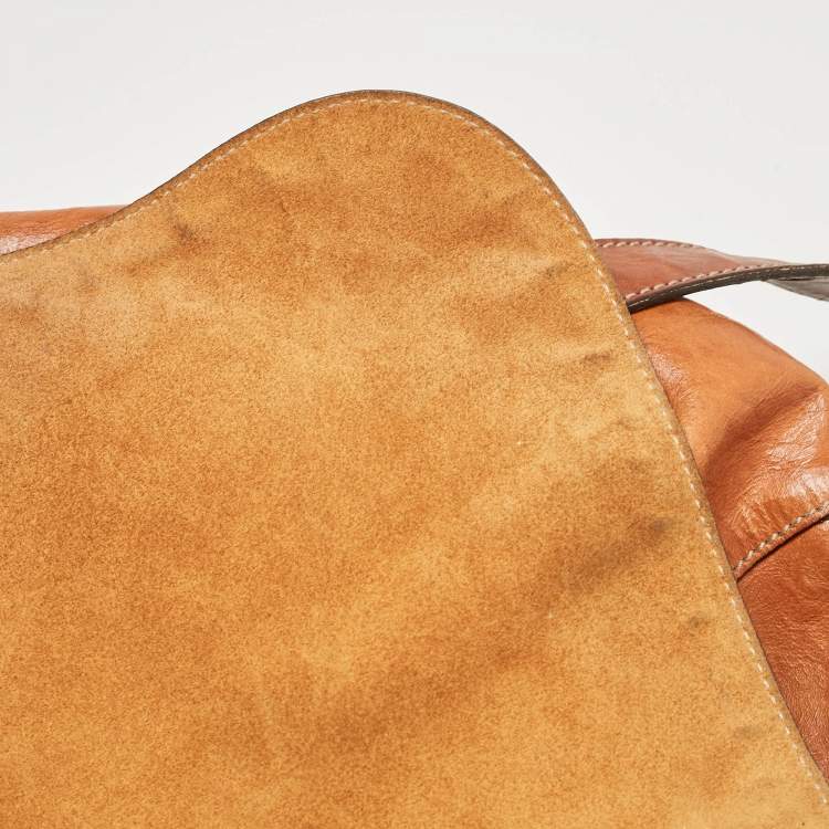 Pre Owned Gucci Brown Leather Tattoo Heart Tribeca Messenger Flap Bag