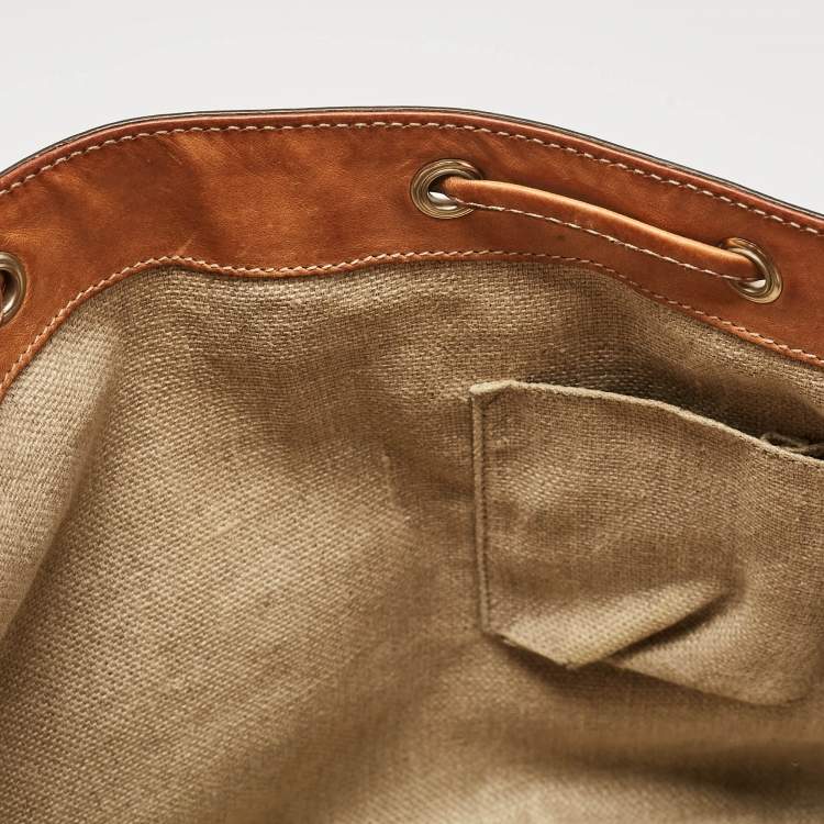 Pre Owned Gucci Brown Leather Tattoo Heart Tribeca Messenger Flap Bag