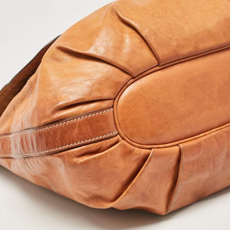 Pre Owned Gucci Brown Leather Tattoo Heart Tribeca Messenger Flap Bag