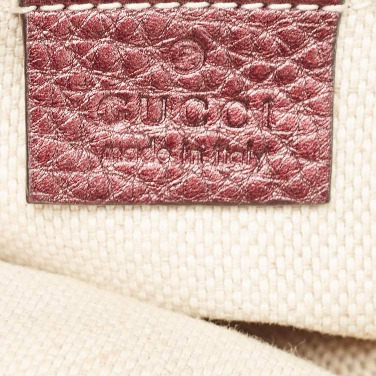 Pre Owned Gucci Metallic Burgundy Leather Mini Soho Disco Chain Crossbody Bag