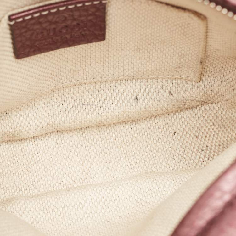 Pre Owned Gucci Metallic Burgundy Leather Mini Soho Disco Chain Crossbody Bag