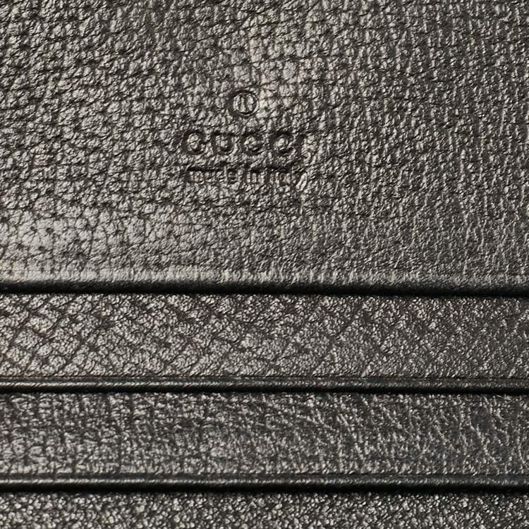 Pre Owned Gucci Black Leather Crystals GG Marmont Card Case