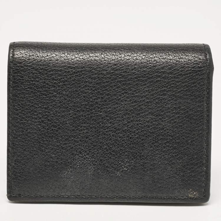 Pre Owned Gucci Black Leather Crystals GG Marmont Card Case