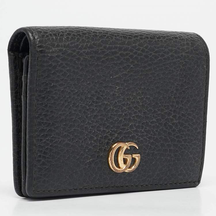 Pre Owned Gucci Black Leather GG Marmont Card Case
