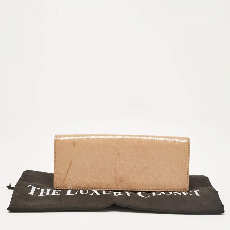 Pre Owned Gucci Beige Microguccissima Patent Leather Broadway Clutch