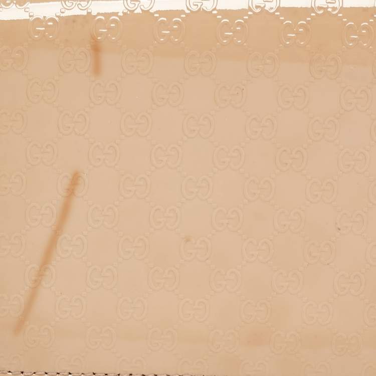 Pre Owned Gucci Beige Microguccissima Patent Leather Broadway Clutch