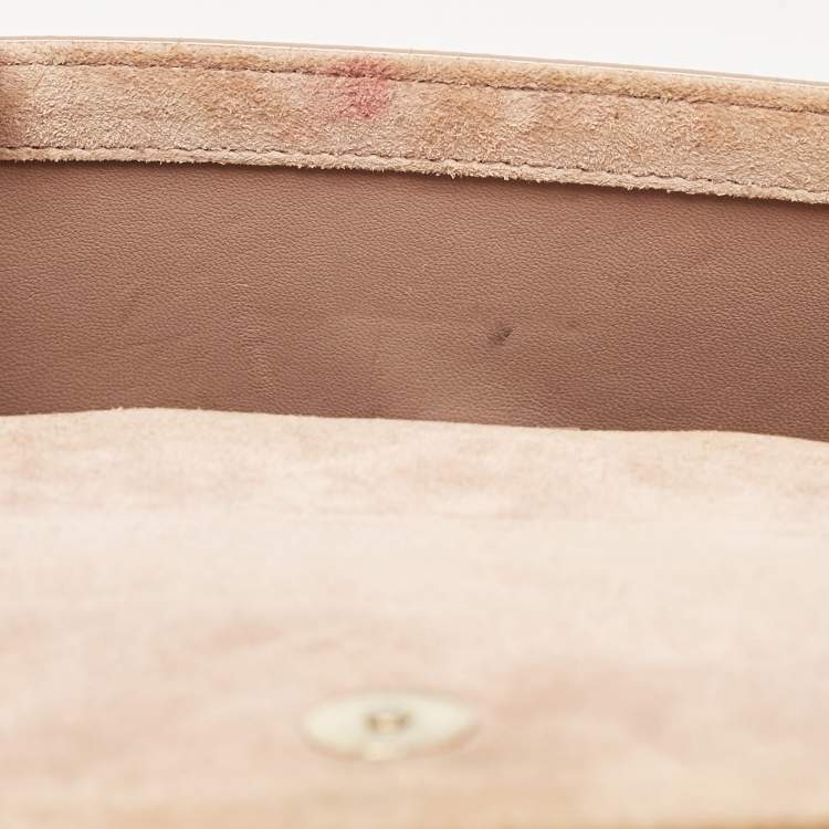 Pre Owned Gucci Beige Microguccissima Patent Leather Broadway Clutch