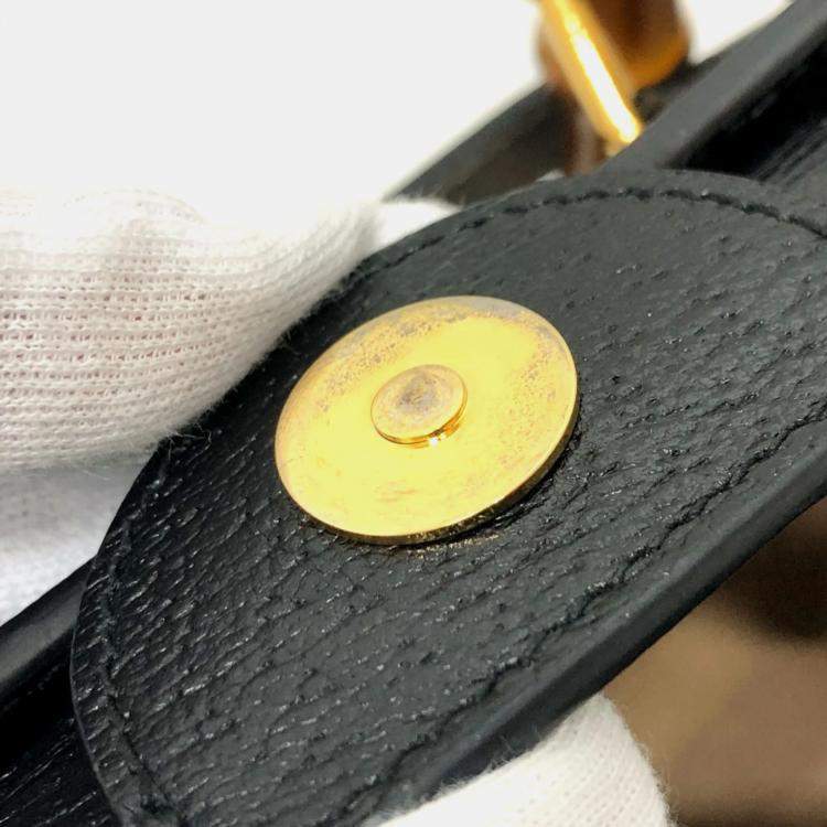 Pre Owned Gucci Black Leather Diana Bamboo Top Handle Bag