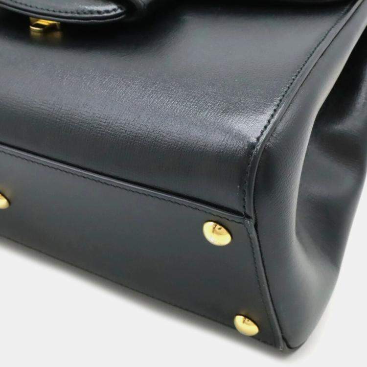 Pre Owned Gucci Black Leather Horsebit 1955 Medium Bag