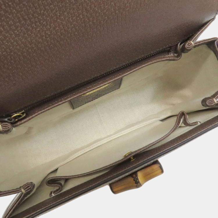 Pre Owned Gucci Multicolour Canvas and Leather Bamboo Top Handle Bag