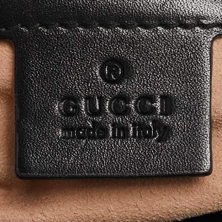 Pre Owned Gucci Black Matelasse Leather Medium GG Marmont Open Top Shoulder Bag 