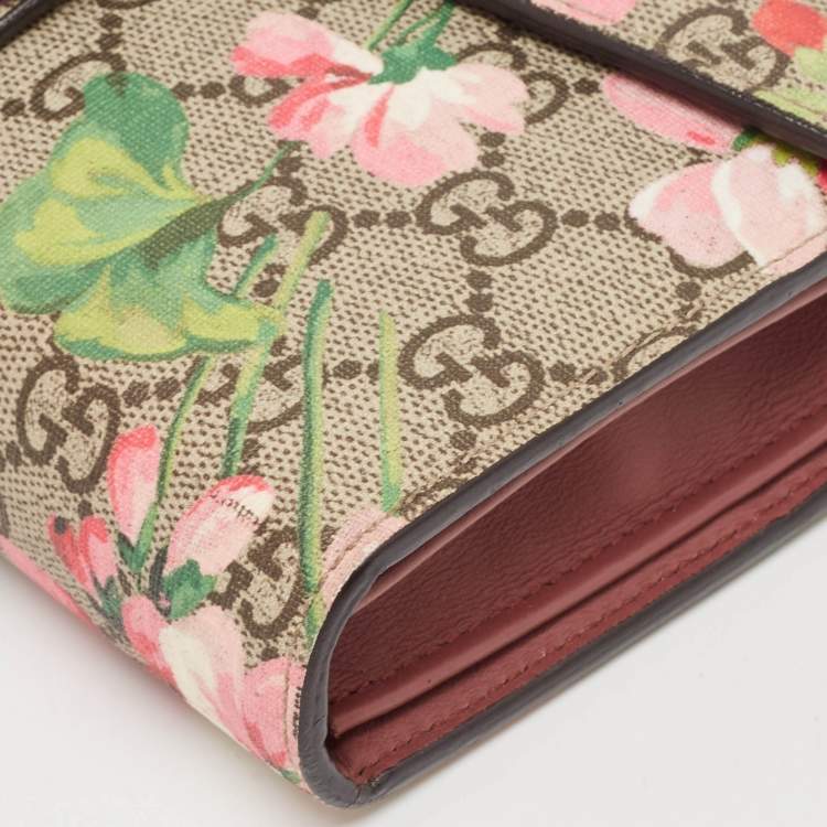Pre Owned Gucci Pink/Beige GG Supreme Canvas and Suede Mini Blooms Dionysus Shoulder Bag