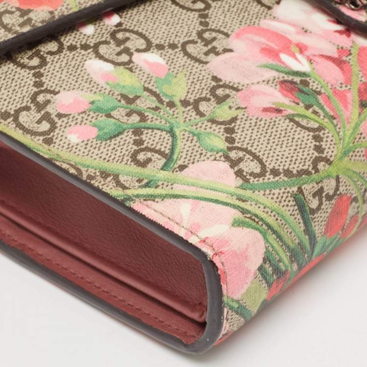 Pre Owned Gucci Pink/Beige GG Supreme Canvas and Suede Mini Blooms Dionysus Shoulder Bag