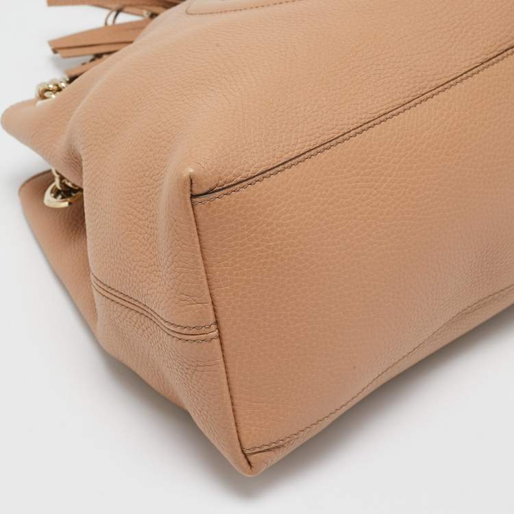 Pre Owned Gucci Beige Leather Medium Chain Soho Tote