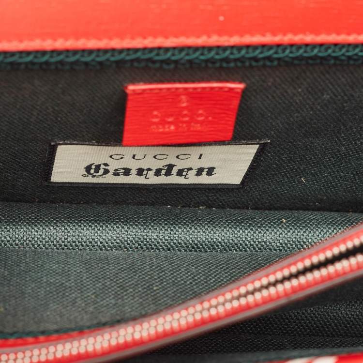 Pre Owned Gucci Red/White Printed Leather Small Dionysus Shoulder Bag