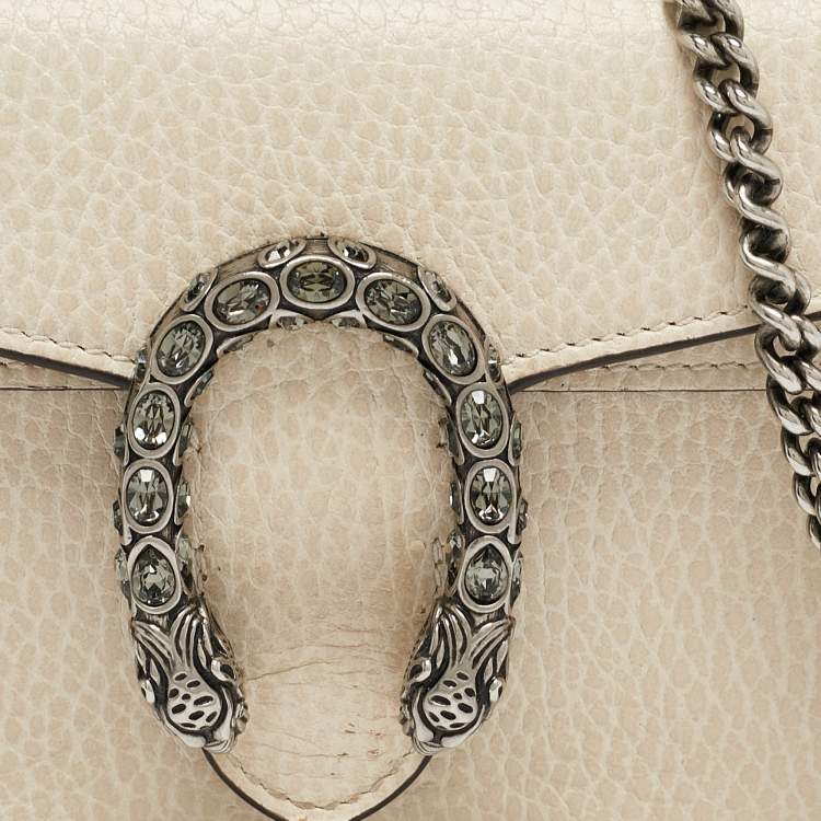 Pre Owned Gucci Off White Leather Super Mini Dionysus Shoulder Bag