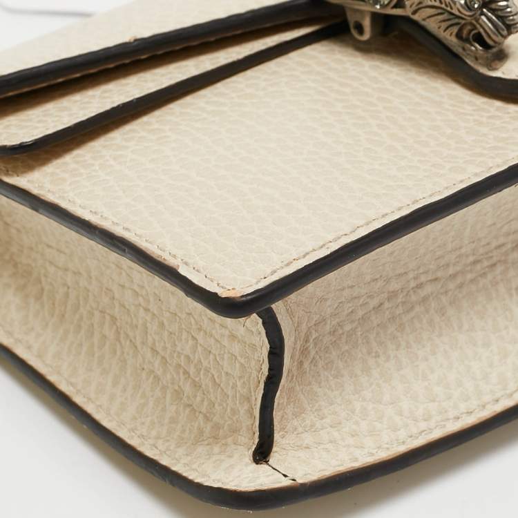 Pre Owned Gucci Off White Leather Super Mini Dionysus Shoulder Bag