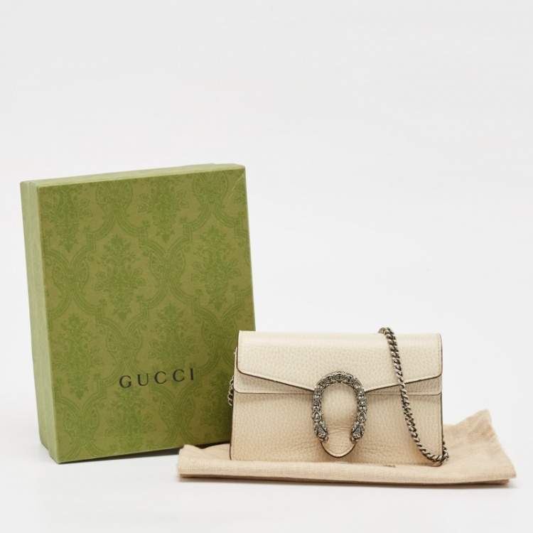 Pre Owned Gucci Off White Leather Super Mini Dionysus Shoulder Bag