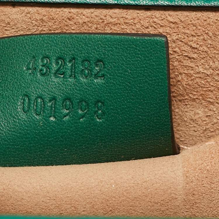 Pre Owned Gucci Green Leather Small Pearl Studded Padlock Shoulder Bag