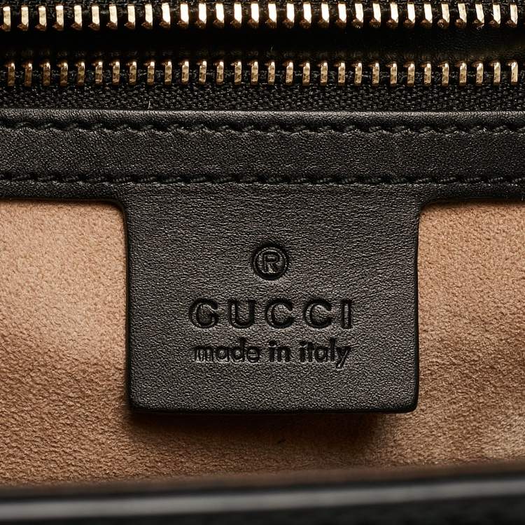 Pre Owned Gucci Black Leather Medium Animal Studs Sylvie Top Handle Bag