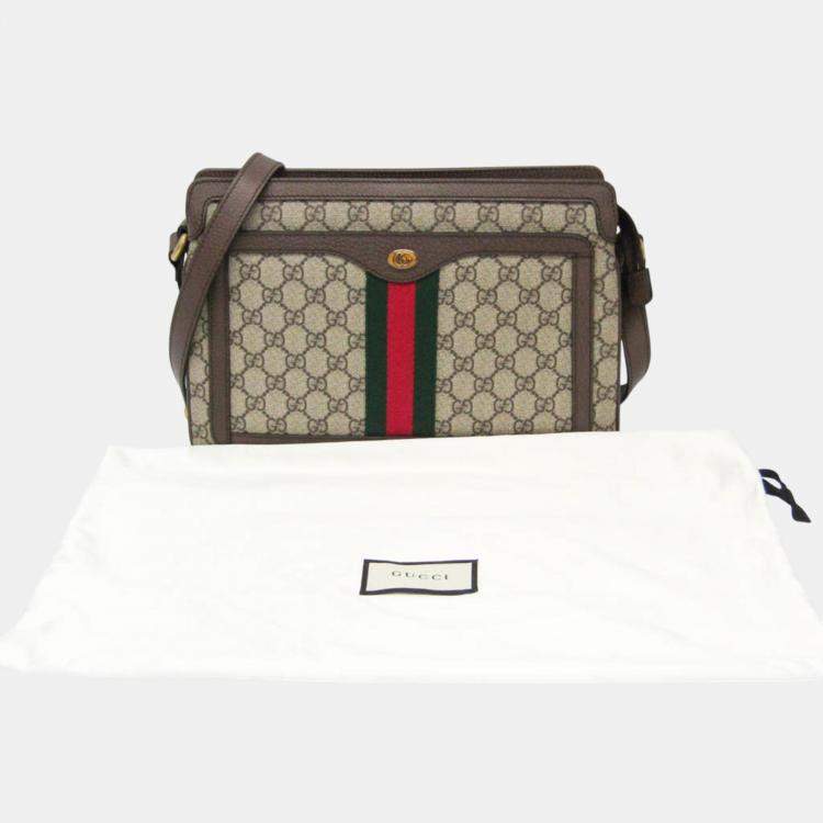 Pre Owned Gucci Beige Brown Medium GG Supreme Shoulder Bag