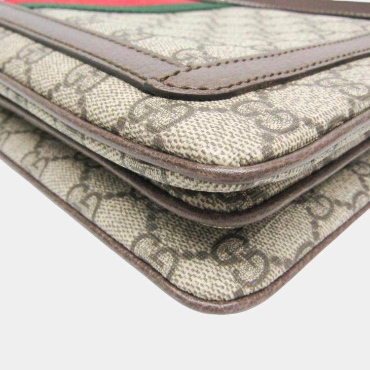 Pre Owned Gucci Beige Brown Medium GG Supreme Shoulder Bag