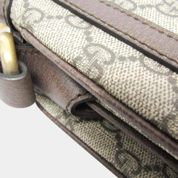 Pre Owned Gucci Beige Brown Medium GG Supreme Shoulder Bag