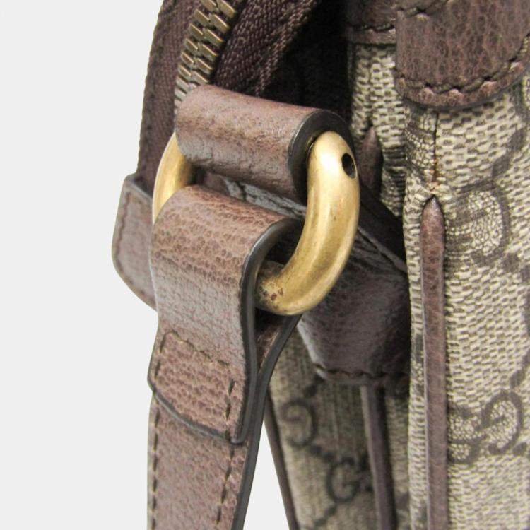 Pre Owned Gucci Beige Brown Medium GG Supreme Shoulder Bag