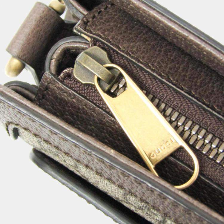 Pre Owned Gucci Beige Brown Medium GG Supreme Shoulder Bag