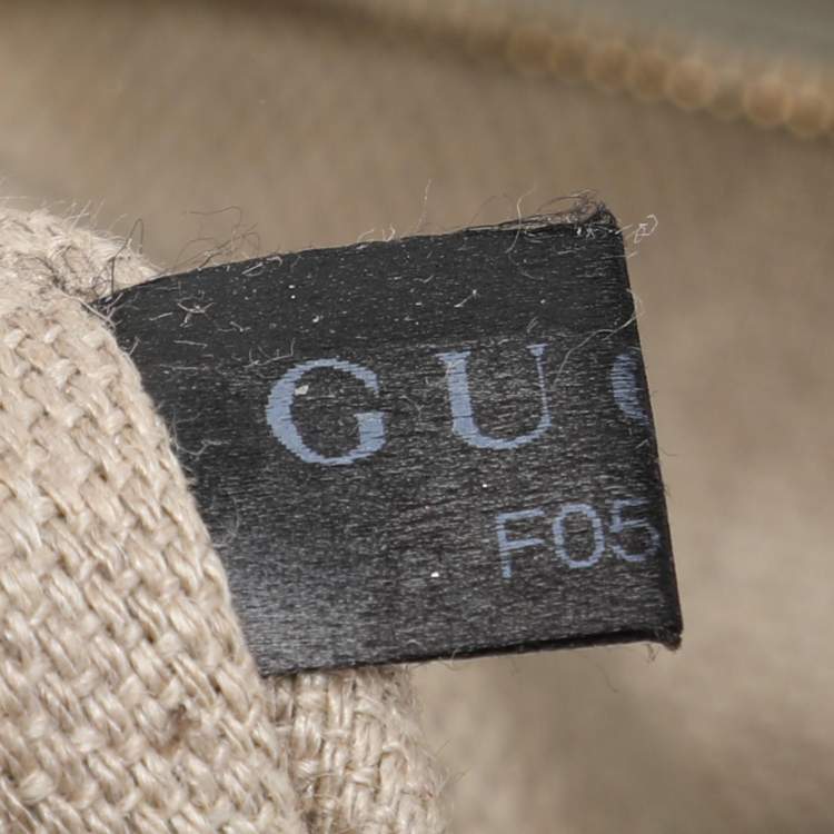 Pre Owned Gucci Beige/Cream Leather and Straw Peggy Hobo