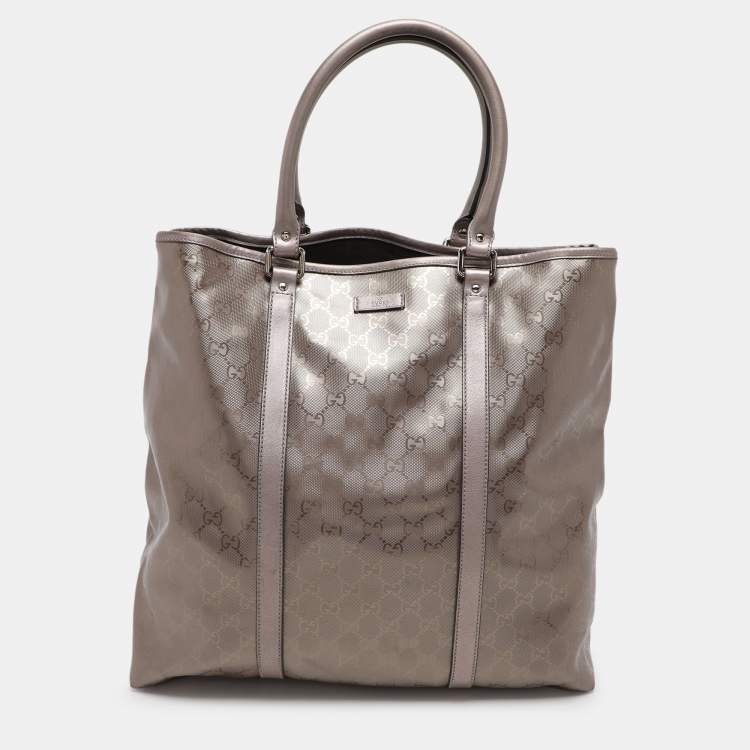 Pre Owned Gucci Nude Pink Imprime Canvas Shopper Tote