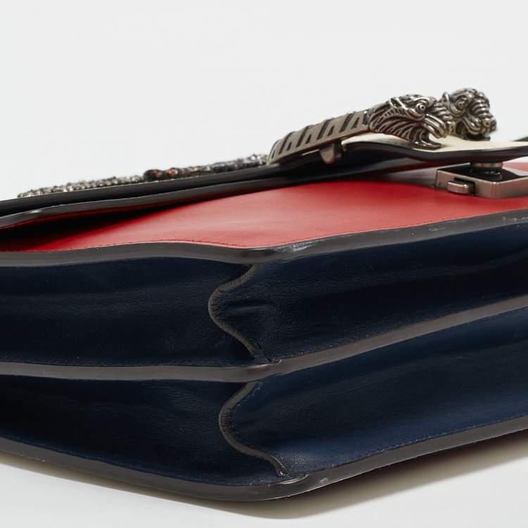 Pre Owned Gucci Tricolor Leather Medium Bee Embellished Dionysus Shoulder Bag