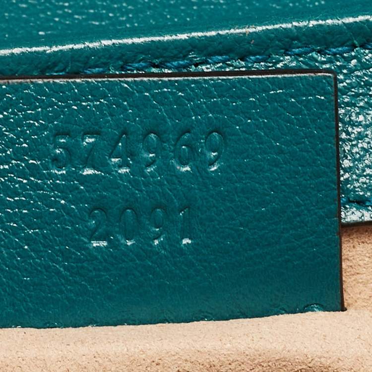 Pre Owned Gucci Blue/Green Diagonal Quilt Leather Super Mini GG Marmont Torchon Shoulder Bag