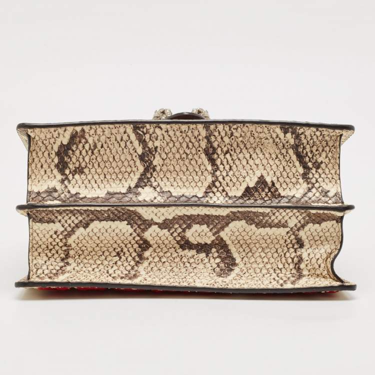 Pre Owned Gucci Cream Python Medium Dionysus Bamboo Top Handle Bag