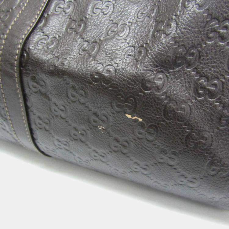 Pre Owned Gucci Dark Brown Leather Guccissima Handbag