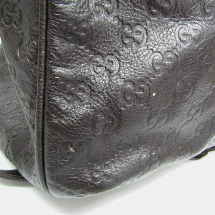 Pre Owned Gucci Dark Brown Leather Guccissima Handbag
