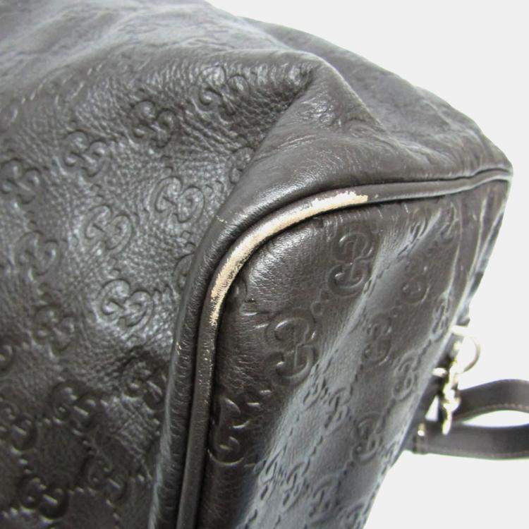 Pre Owned Gucci Dark Brown Leather Guccissima Handbag