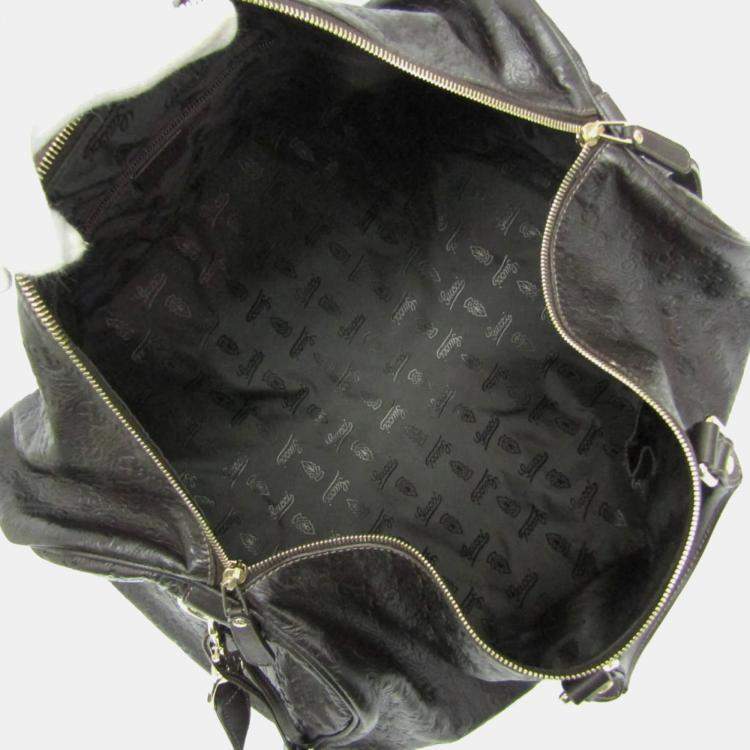 Pre Owned Gucci Dark Brown Leather Guccissima Handbag