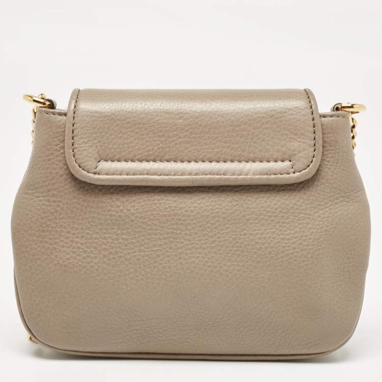 Pre Owned Gucci Beige Leather Small 1973 Chain Crossbody Bag