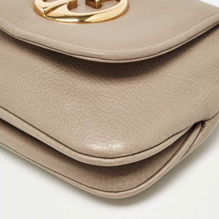 Pre Owned Gucci Beige Leather Small 1973 Chain Crossbody Bag