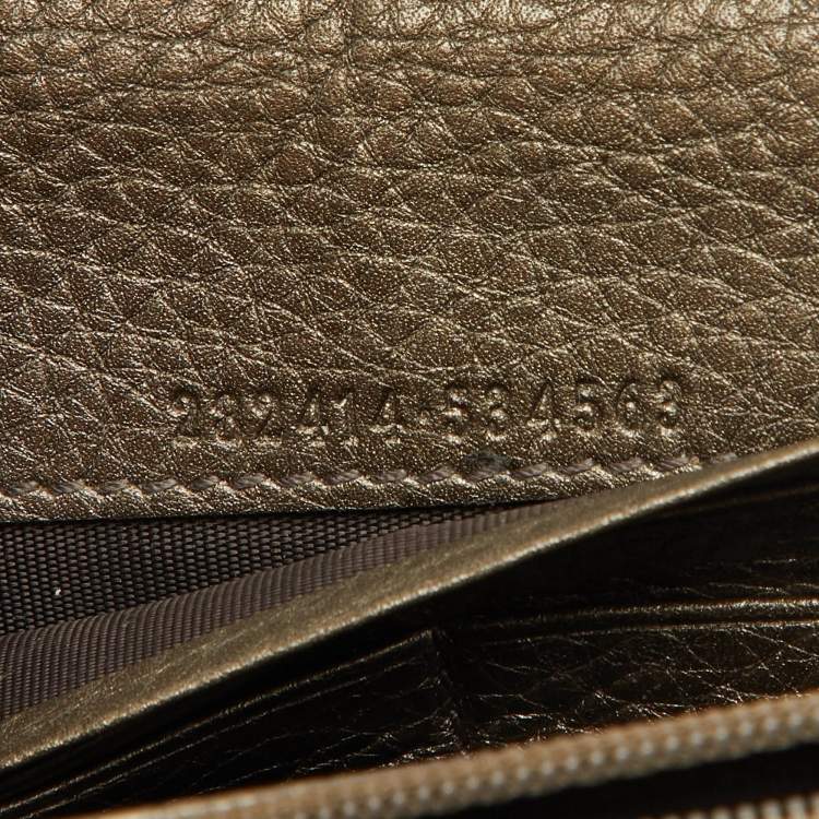 Pre Owned Gucci Brown Leather Soho Flap Continental Wallet