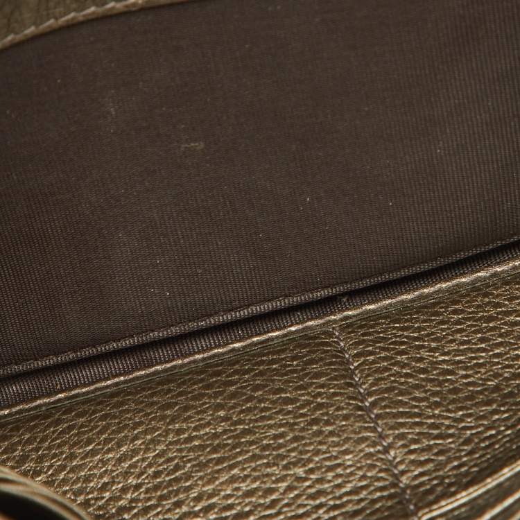 Pre Owned Gucci Brown Leather Soho Flap Continental Wallet