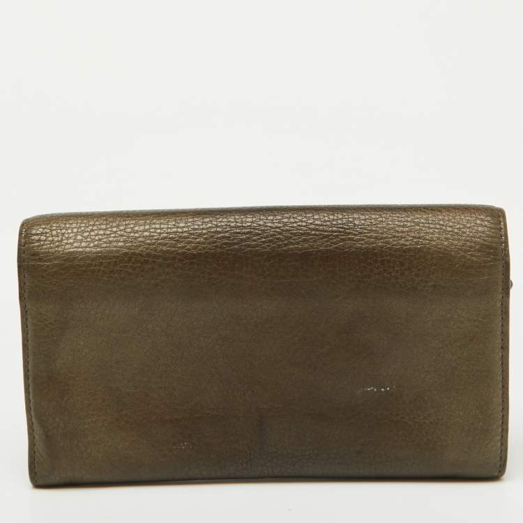 Pre Owned Gucci Brown Leather Soho Flap Continental Wallet