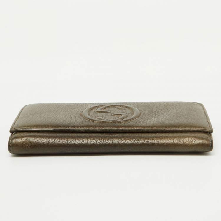 Pre Owned Gucci Brown Leather Soho Flap Continental Wallet
