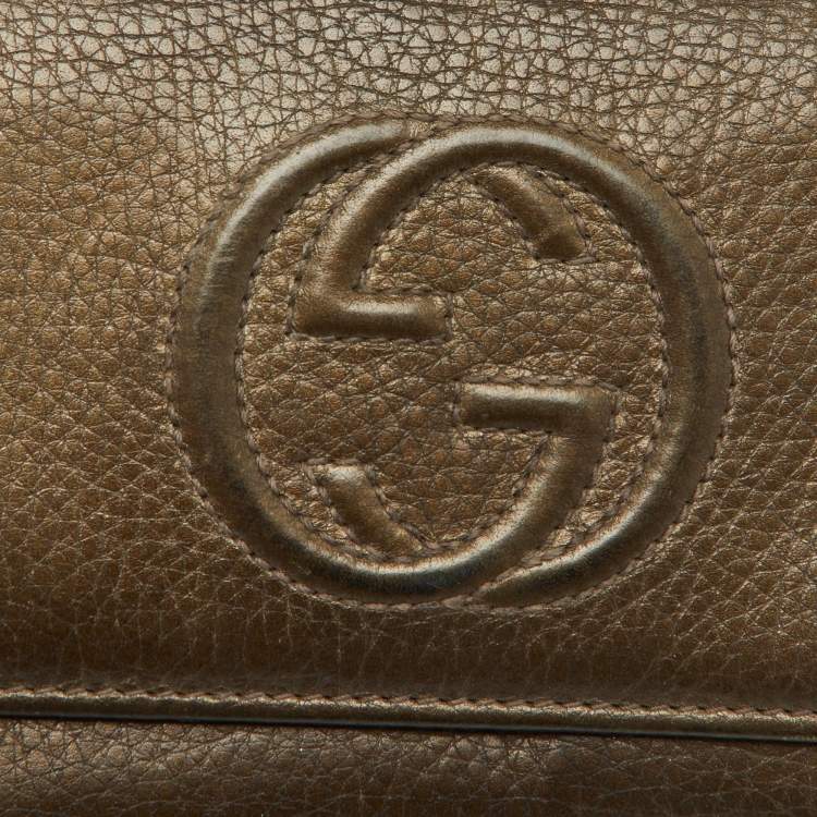 Pre Owned Gucci Brown Leather Soho Flap Continental Wallet