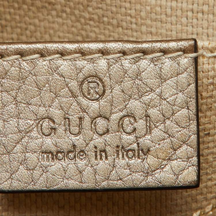 Pre Owned Gucci Metallic Beige Leather Small Soho Shoulder Bag