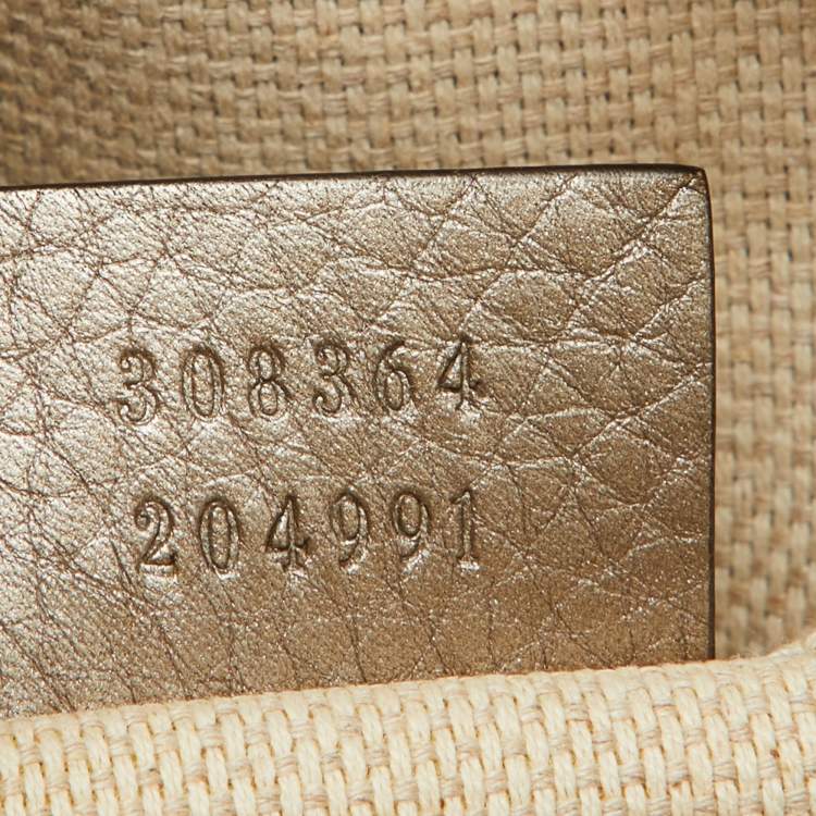 Pre Owned Gucci Metallic Beige Leather Small Soho Shoulder Bag