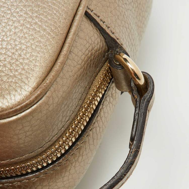 Pre Owned Gucci Metallic Beige Leather Small Soho Shoulder Bag